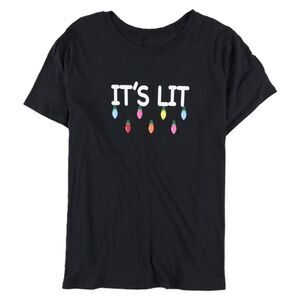 Carbon Copy Womens It's Lit Graphic T-Shirt Black M